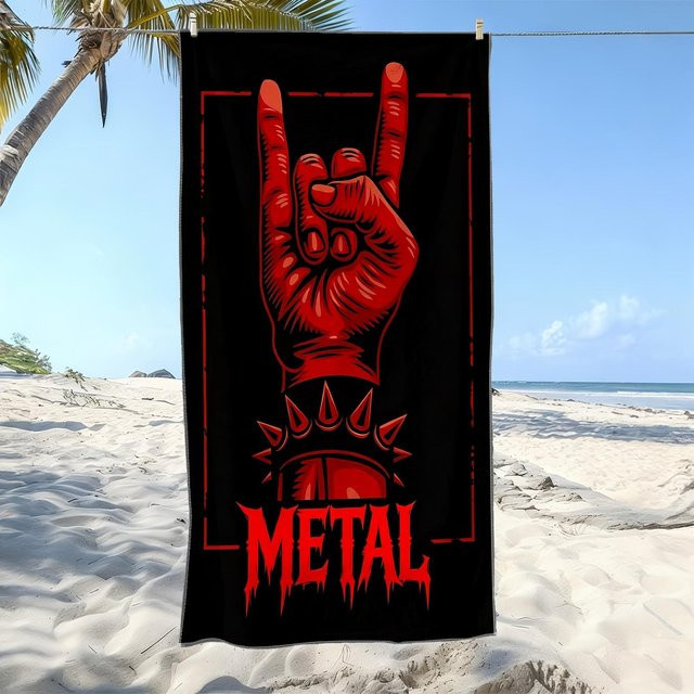 Strandtuch Heavy Metal Rock Handzeichen von JMG Household Supplies, Mikrofaser, Schwarz, B/H: 40 x 60 cm - Bild 1