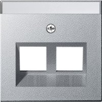 Gira Abdeckung Modular Jack 2fach mit 30 Grad Schrägauslass und Beschriftungsfeld in Silber - Bild 1