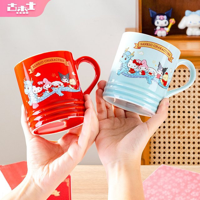 Sanrio Keramik Becher mit niedlichen Cartoon Charakteren in Blau und Multicolour für Milch oder Saft - Bild 1