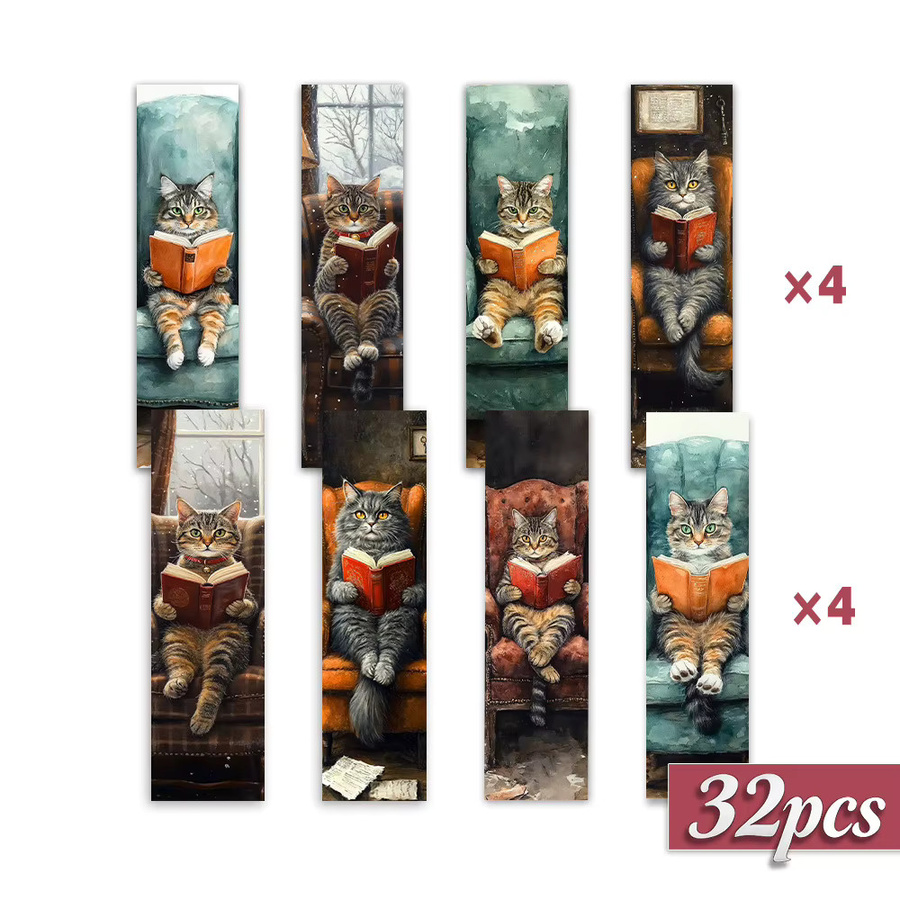 32 Stück Lesezeichen mit Katzenmotiv in Mehrfarbig, kreative künstlerische Designs aus Papier - Bild 6