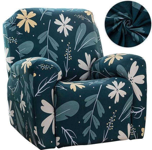 Lellen Stretch-Liegesofabezug mit floralem Muster für 1 Sitzplatz, abnehmbarer Schonbezug für Relax-Sessel in Multicolour - Bild 1