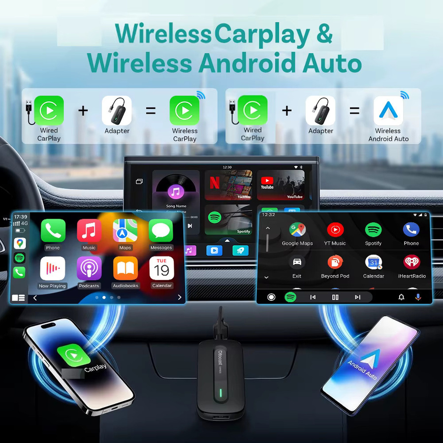 OTTOCAST Play2Video Express Wireless CarPlay und Android Auto Adapter für YouTube und Netflix in Schwarz - Bild 3