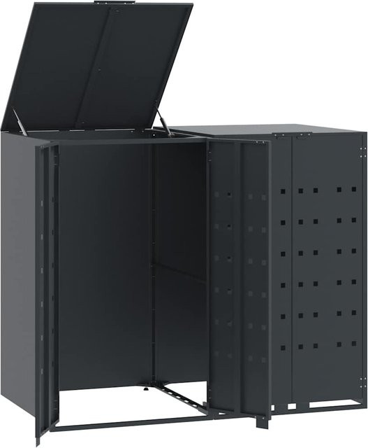 Mülltonnengehäuse für 2 Tonnen von VD Home Furnishing aus Stahl in Anthrazit, B/T/H: 138 x 79 x 117 cm - Bild 1