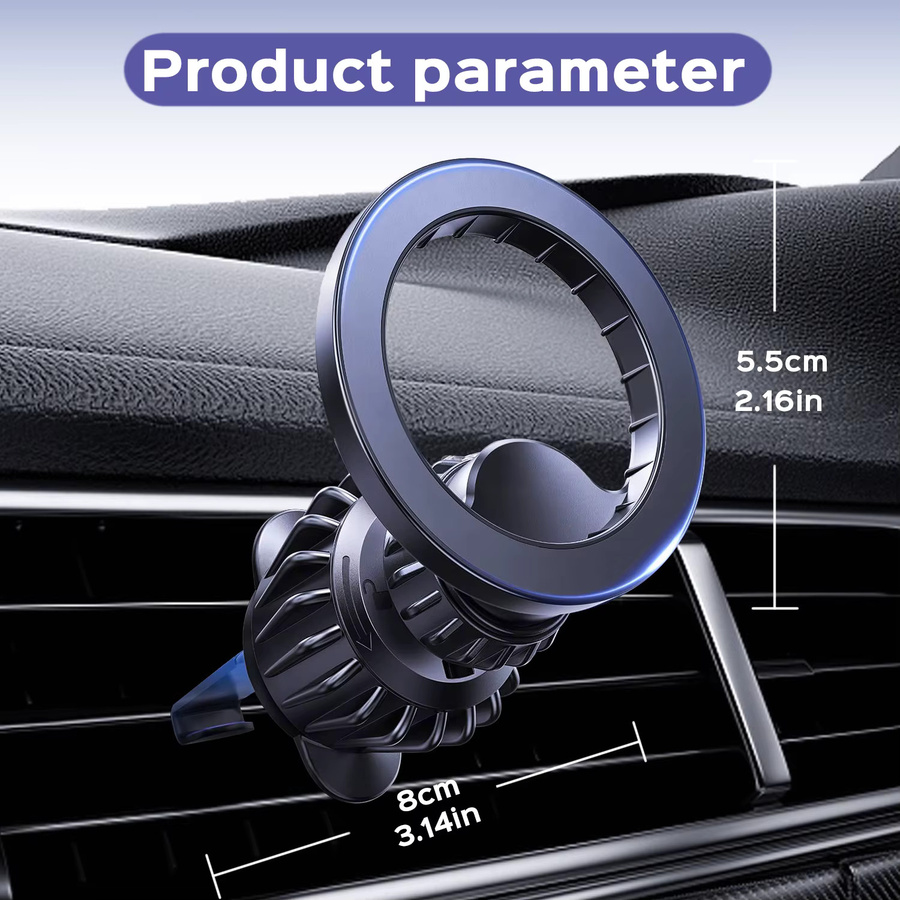MagSafe-Autohalterung mit extra starker Magnetkraft, magnetischer Telefonhalter für die Autoentlüftung, 360 Grad verstellbar, Schwarz - Bild 6