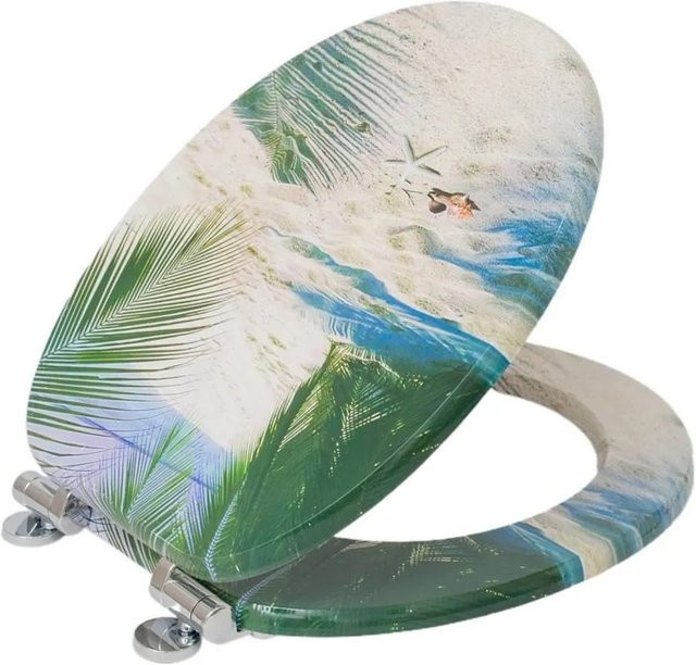 Sinobath WC-Sitz Oval mit Softclose Design Tropischer Strand Palmen Multicolor - Bild 1