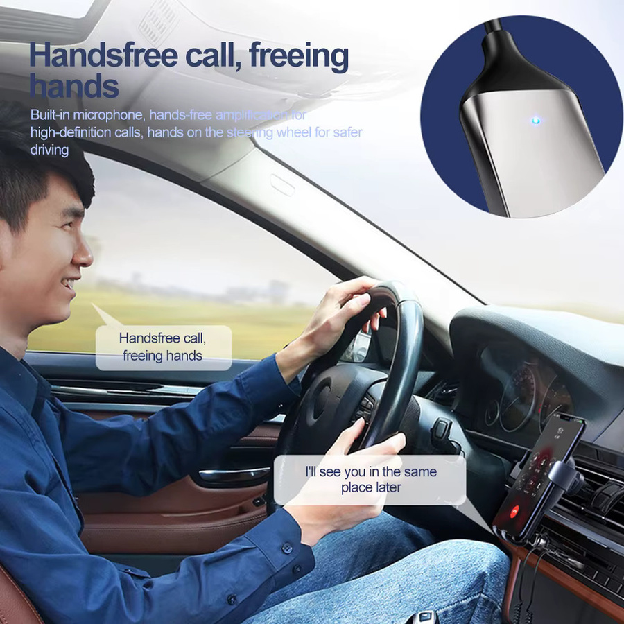 Kebidumei USB zu Bluetooth 5.0 Adapter mit 3,5mm Klinkenanschluss und eingebautem Mikrofon für dein Auto - Bild 1
