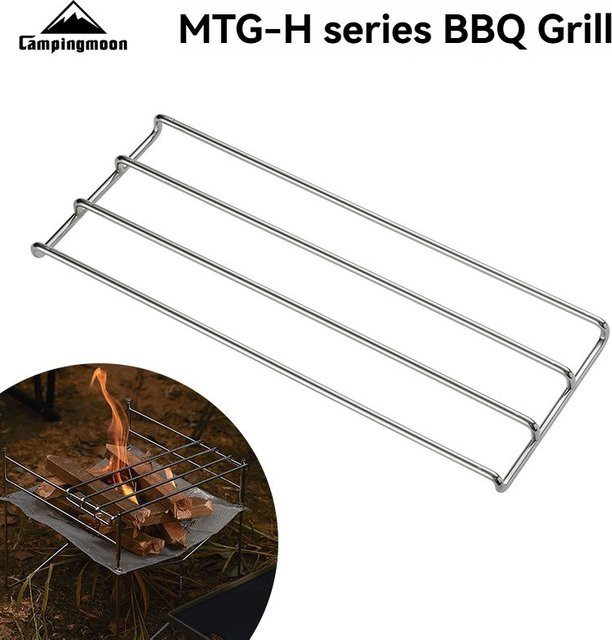 CAMPINGMOON MTG-HS Outdoor Camping Feuerrost aus Edelstahl in Silber für Grillkohle - Bild 1