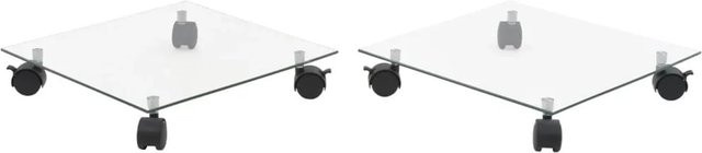 vidaXL Pflanzenständer mit Rollen aus Glas, 2er Set, transparent, B/T: 35 x 35 cm - Bild 1