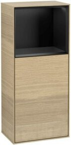 V&B Finion Seitenschrank in Eichen-Veneer Beige mit LED-Beleuchtung und Glasfachboden, B: 41,8 cm, H: 93,6 cm