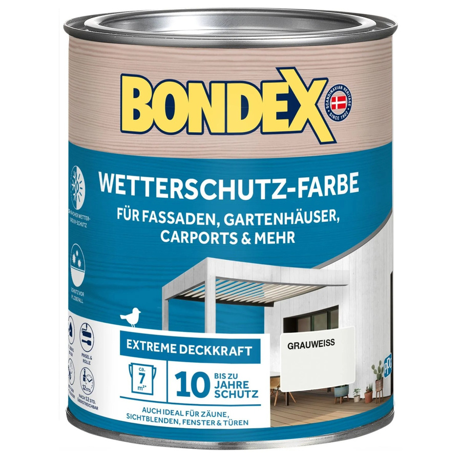 Bondex Wetterschutzfarbe für Holz in Grauweiß, 0,75 l - Bild 2