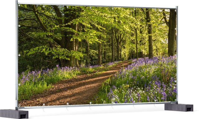 Wallario Gartenposter 2-teilig Blaues Hasenglöckchen im Sommerwald, B/H: 180 x 180 cm - Bild 1
