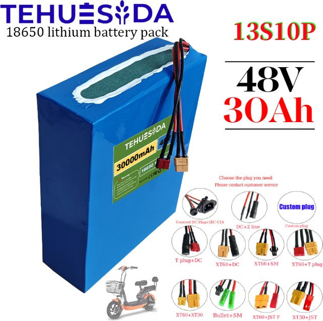 TEHUISIDA Lithium-Akku 48V 30Ah für Citycoco motorisierte Roller, Blau, 30000mAh mit eingebautem 20A BMS - Bild 1