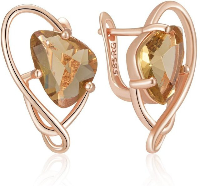 Tropfenohrringe Kupfer, Roségold, Zirkonia, Damen - Bild 1