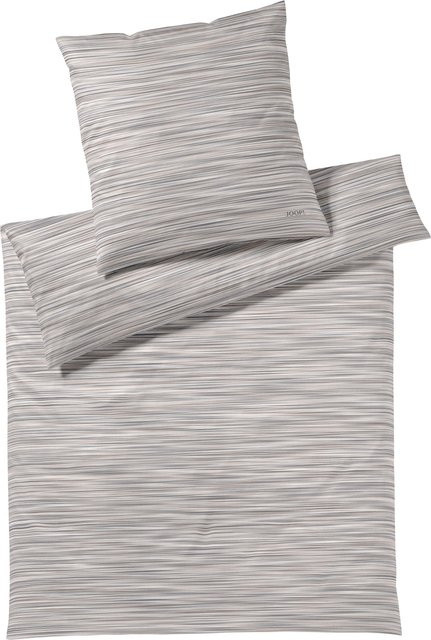 JOOP! Bettwäsche aus Mako-Satin in Beige und Grau mit Streifenmuster, B/H: 135 x 200 cm - Bild 1