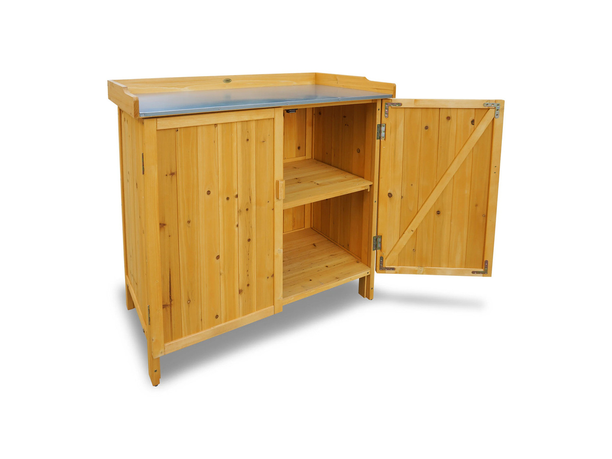 HABAU Gartentisch mit Unterschrank in Braun aus Holz und Metall, B/T/H: 95 x 48 x 48 cm - Bild 2