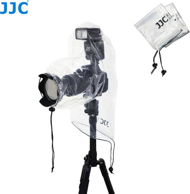 JJC 2-teiliges Kamera-Regenschutz-Set mit Blitzabdeckung, wasserdichte Kameratasche und Regenmantel in Transparent für Sony A6600 A6500 A7IV A7III und Nikon Z7 Z6 Z5 - Bild 1