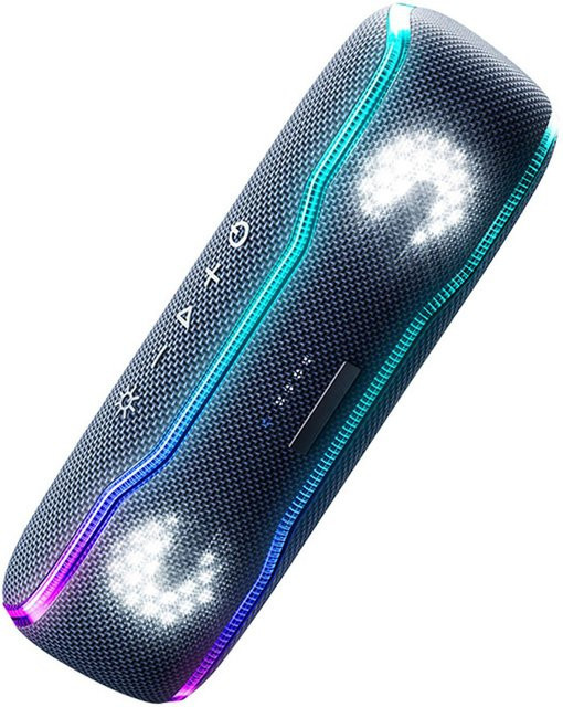 Andoer Beat Drum Bluetooth Lautsprecher mit RGB-Beleuchtung, wasserdicht nach IPX7, tragbarer Subwoofer für Outdoor und Sport, schwarz - Bild 1