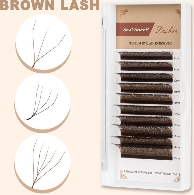 SEXYSHEEP Wimpernverlängerung, Braune Fächerwimpern, Natürlich, Unisex - Bild 1