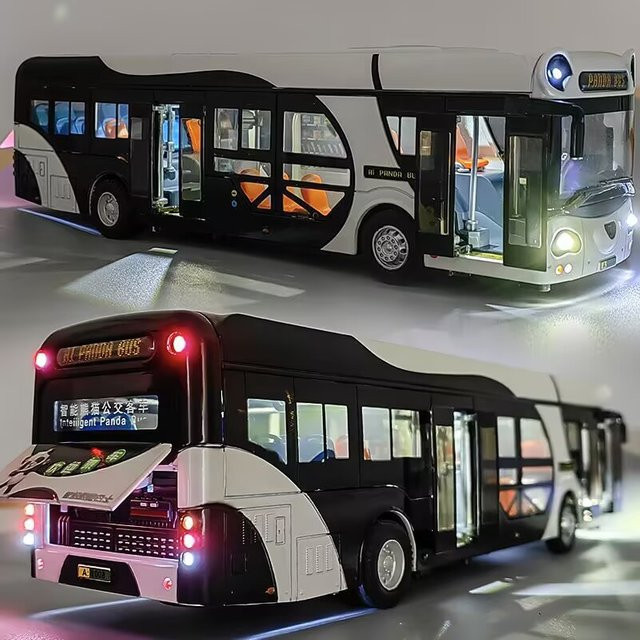 XMD Panda-Bus, Personenauto-Modell, Legierung, mit Ton und Licht - Bild 1
