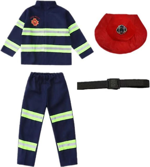 Rotes Feuerwehrmannkostüm mit Funkgerät, Kompass, Pfeife, Spielzeug - Bild 1