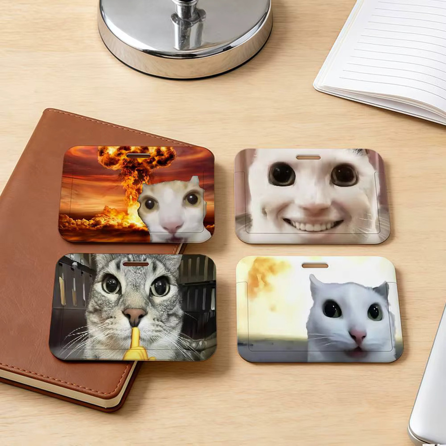 Lustige Katzen-Meme Kunst Schiebe-Kartenhülle aus Kunststoff in Multicolour für Ausweise, Namensschilder und Busfahrkarten - Bild 4