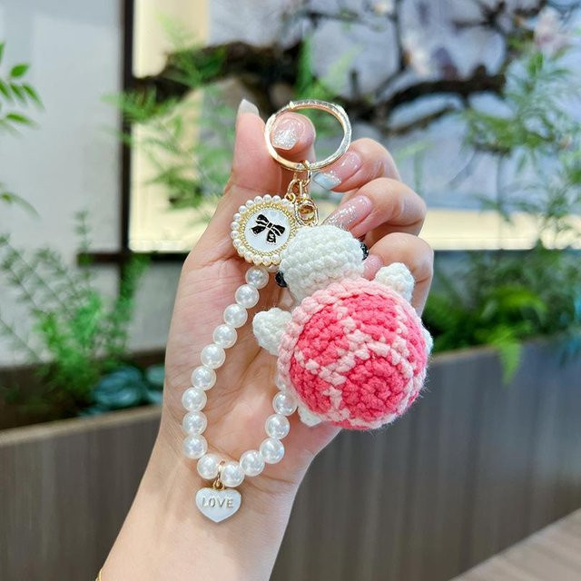 Mini-Schildkröten-Anhänger mit Perlenkette, Rosa, Unisex - Bild 1