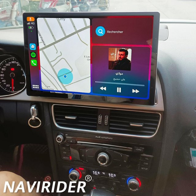 NAVIRIDER Android 13 Multimedia Autoradio mit 13,3 Zoll 2K Bildschirm, GPS und Carplay für Audi A4 S4 B8 (2013-2014), Schwarz - Bild 1