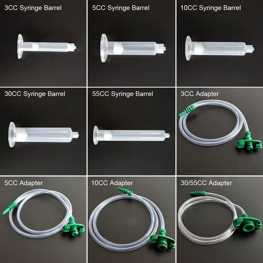 Transparentes Kunststoff-Flüssigkeitsspender-Set mit Luer-Lock-Adapter und verschiedenen Kapazitäten von 3 cc bis 55 cc - Bild 2
