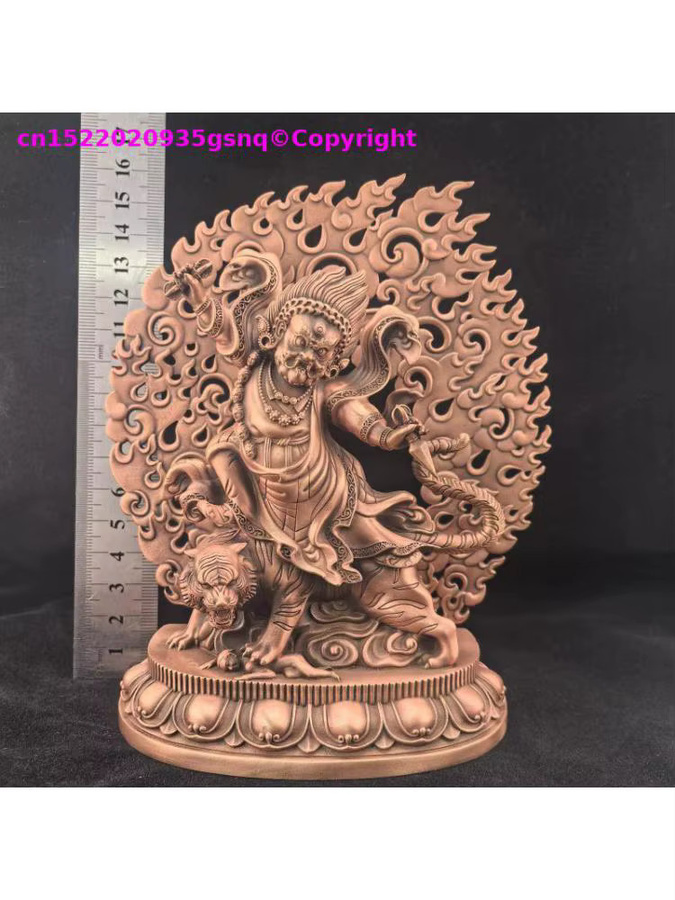 Kupferstatue des wütenden Buddha Padmasambhava von TANGYONG ART in Gold und Braun für deinen buddhistischen Altar - Bild 2