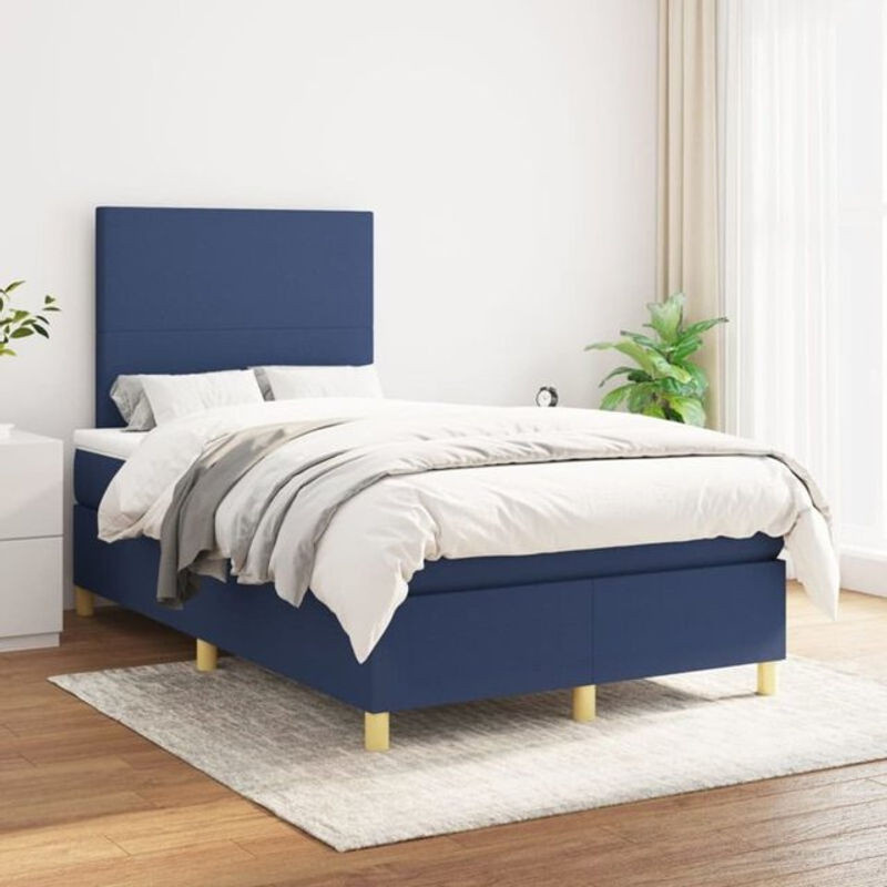 Vidaxl Boxspringbett mit Matratze in Blau aus Stoff und Holzwerkstoff B/T: 120 x 200 cm - Bild 1
