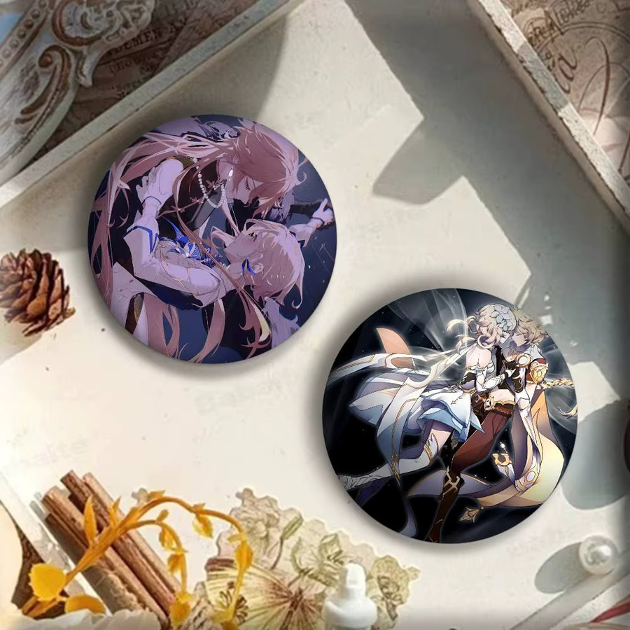Anime Genshin Impact Aether X Lumine Abzeichen Runde Kunstbrosche, Unisex - Bild 4