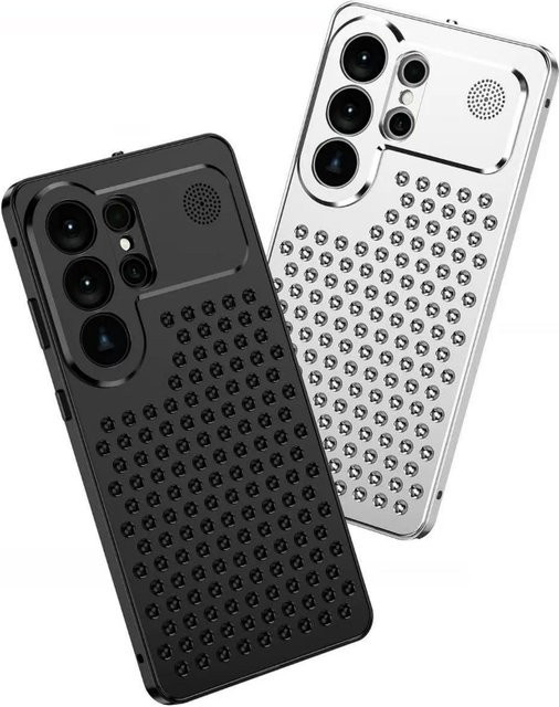 VYOPBC Aromatherapie Handyhülle aus Aluminiumlegierung und Netzmetall für Samsung Galaxy S26 Ultra S25 Ultra S24 S23 Ultra in Schwarz - Bild 1