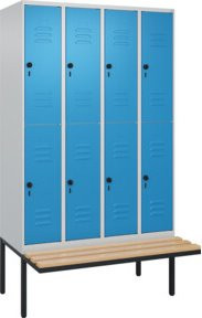 C+P Doppelstock-Spind Classic PLUS Sitzbank mit 4 Abteilen und Buche-Hartholz Sitzfläche, B/T/H: 212 x 120 x 81,5 cm - Bild 1