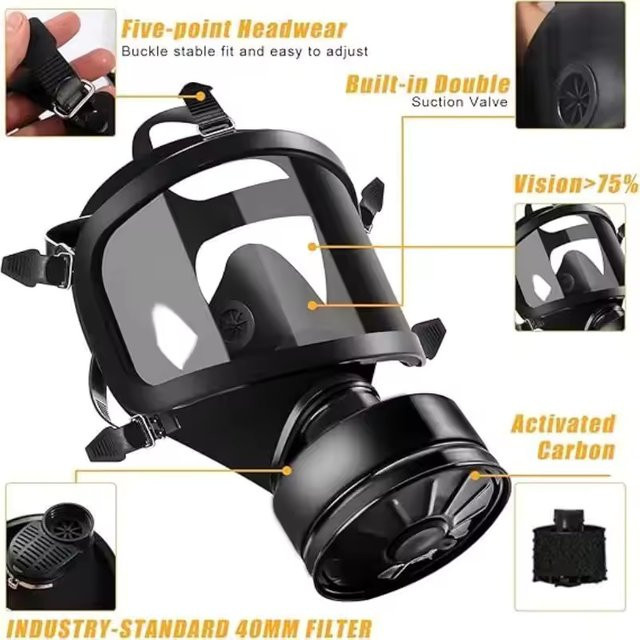 AnruiGe PROTECT Chemische Atemschutzmaske MF14 Vollgesichtsmaske in Schwarz - Bild 1