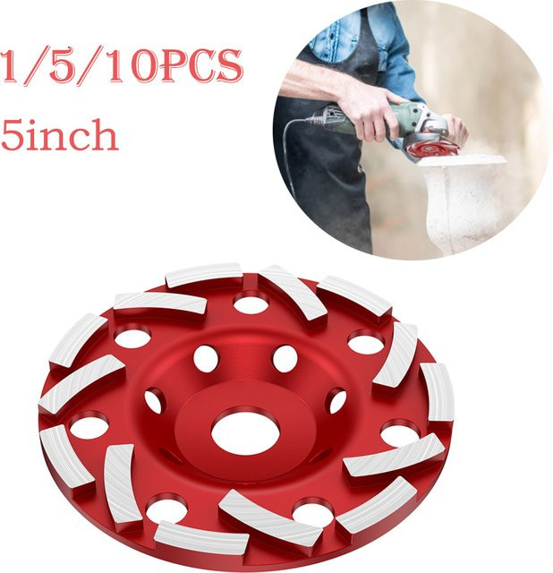 Diamant Segment Schleifscheibe für Winkelschleifer, Durchmesser: 125 mm, Farbe: Rot, ideal für Beton, Stein, Marmor, Keramik und Fliesen - Bild 1