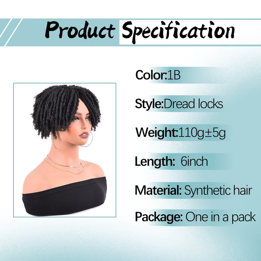 BUDABUDABUDA Synthetische Dreadlock-Halbperücke, Afro-Lockenhaar, Unisex - Bild 3