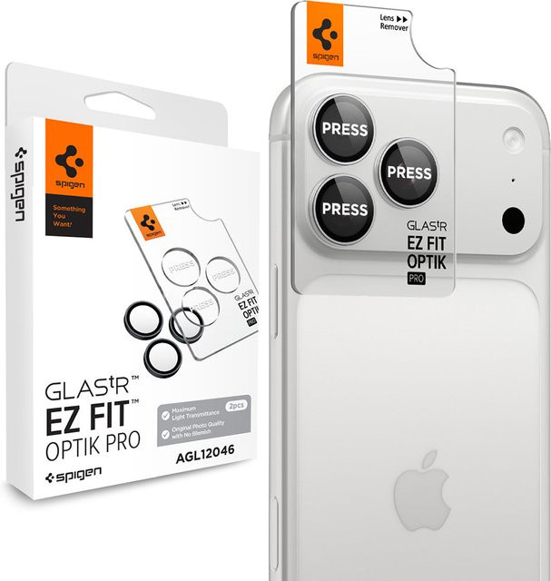 Spigen GlastR EZ FIT Optik Pro Schutzfolie für Apple iPhone 18 Pro und iPhone 18 Pro Max aus gehärtetem Glas, Silber, 2er-Set - Bild 1