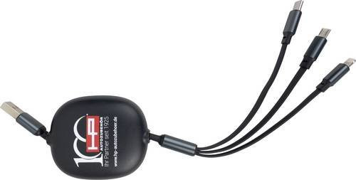 HP 3in1 Ausziehbar Ladekabel für das Auto mit USB-C, Apple Lightning und Micro-USB in Schwarz - Bild 1
