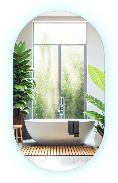 Tulup LED Wandspiegel Oval in Weiß mit Kaltweiß 6500K, B/H: 52 x 90 cm - Bild 1