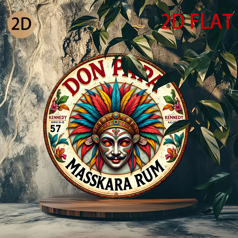 Don Papa Masskara Rum Metallwandkunstschild Potdemiel Retro-Karibik-Design in Mehrfarbig, Durchmesser: 20 cm - Bild 4