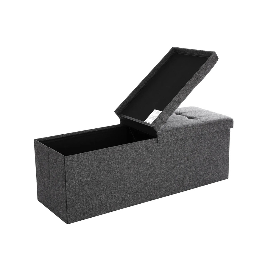 Songmics Sitzbank mit Stauraum in Dunkelgrau, B/T/H: 110 x 38 x 38 cm - Bild 2