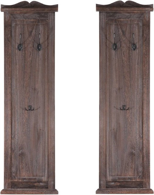 BERLINLODGE Garderobe 2er-Set aus Paulownia Holz in Braun mit Wandhaken, B/T/H: 109 x 28 x 5,5 cm - Bild 1
