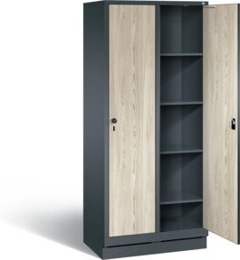 C+P Wäsche-Spind Evolo mit Front in Dekor Sen-Esche und Korpus in Anthrazitgrau, H x B x T: 180 x 81 x 50 cm - Bild 1