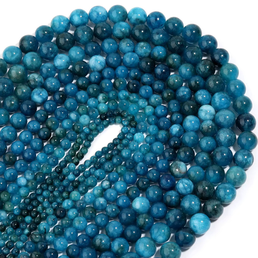 louleur Apatit-Steinperlen, blau, rund, Unisex - Bild 4