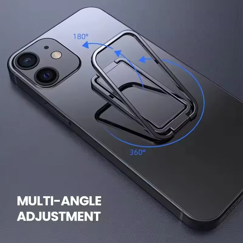 Metall Telefonringhalter in Schwarz mit 360-Grad-Drehung und faltbarer Funktion als Handy-Ständer für iPhone und Xiaomi - Bild 2