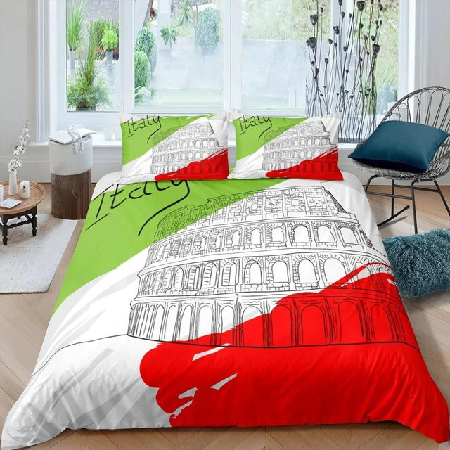 Home Living Luxus 3D Bettwäscheset Rom Italien mit Bettbezug und Kissenbezug, Farbe: Weiß, B/H: 135 x 200 cm - Bild 1