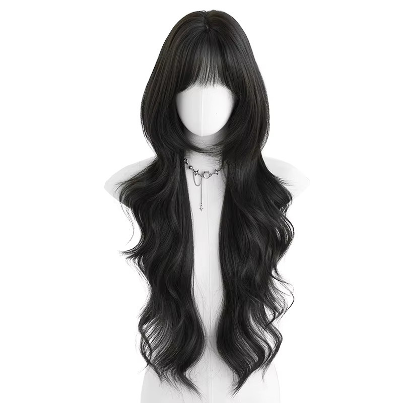 7JHH WIGS Perücke, lang, gewellt, dunkelbraun, Damen, synthetisch - Bild 5