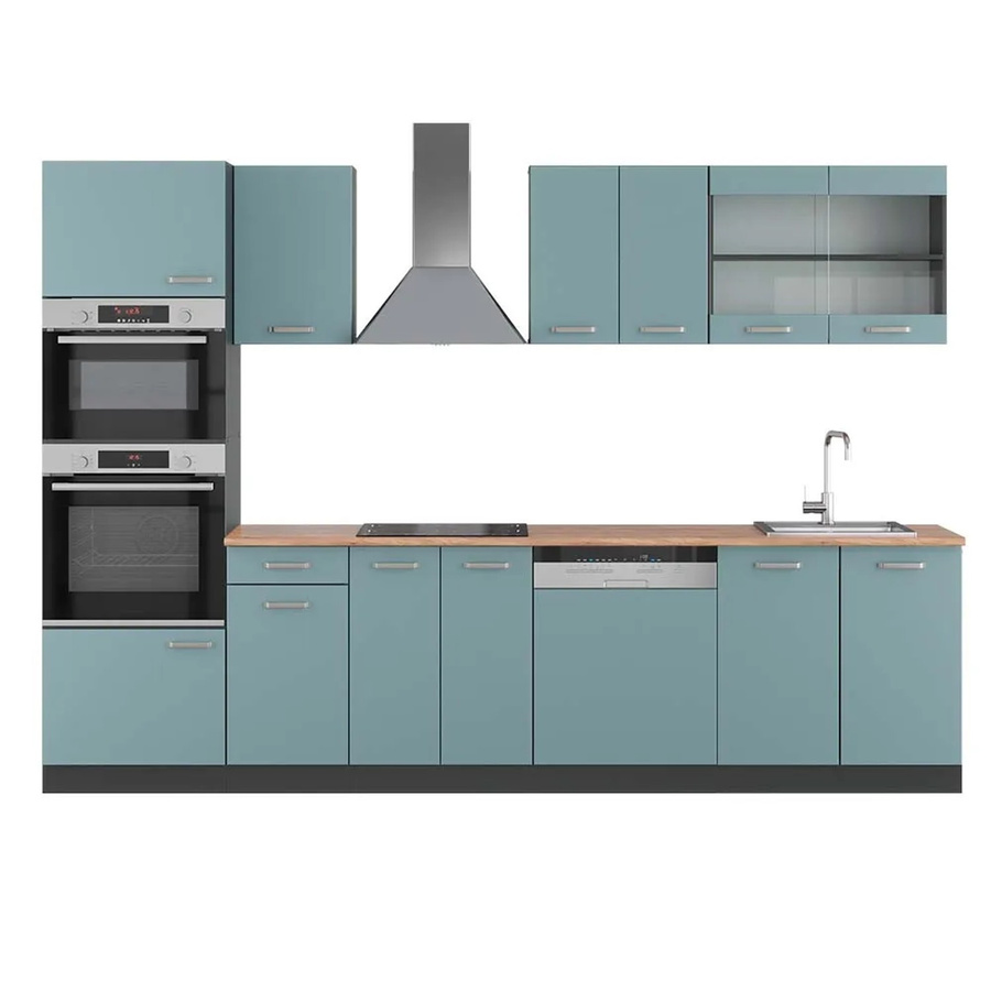 Vicco R-Line Küchenzeile in Blau-Grau und Anthrazit mit Hochschrank, Breite: 300 cm - Bild 2