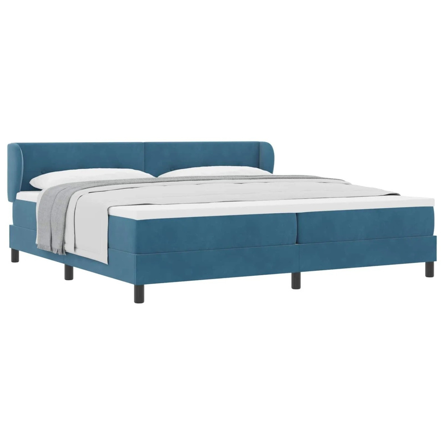 vidaXL Boxspringbett mit Matratze aus Samt in Dunkelblau, B/T/H: 200 x 200 x 24 cm - Bild 2