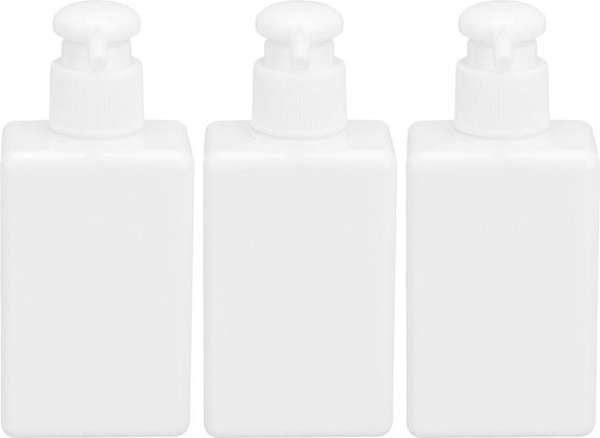 OutsideWorld Set aus 3 wiederauffüllbaren Kunststoff-Pumpflaschen für Shampoo, Duschgel oder Lotion, Weiß, 150 ml pro Flasche